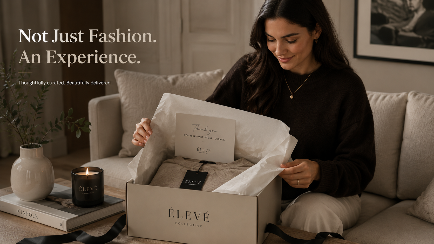 Premium customer receiving luxury fashion order directly from brand