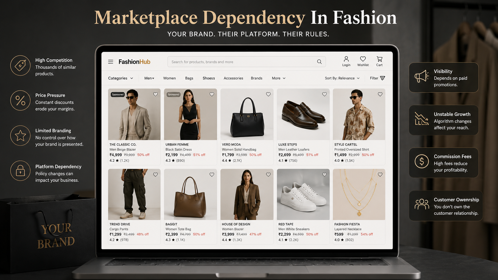 Fashion products competing inside a marketplace environment