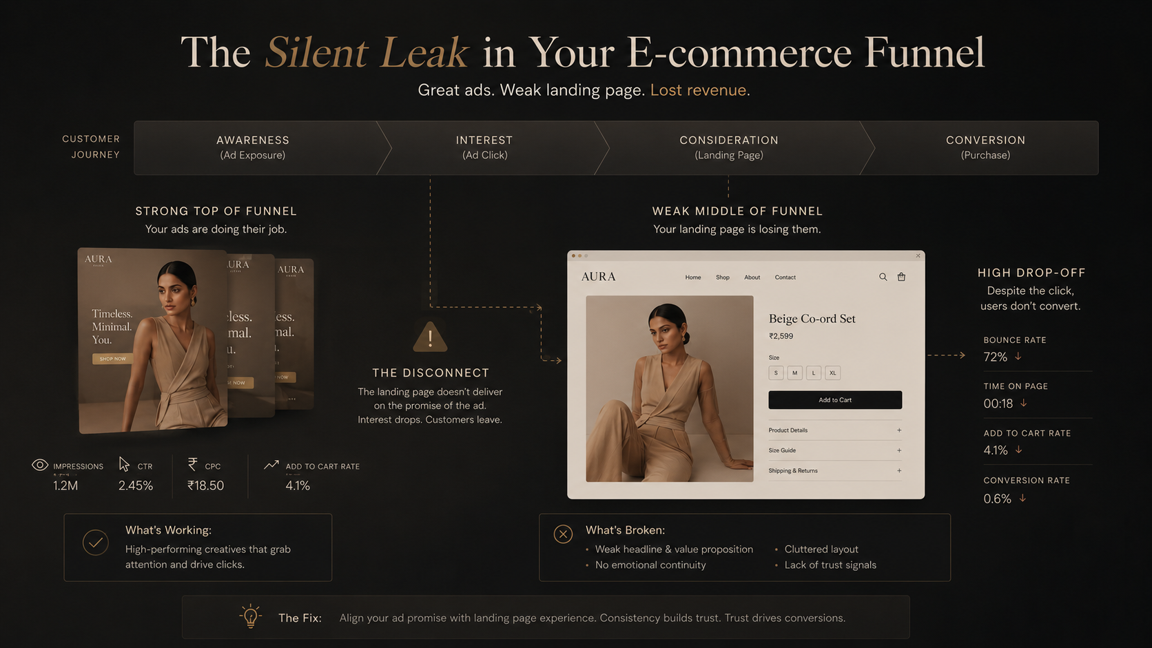Weak landing page experience affecting ecommerce conversion rates